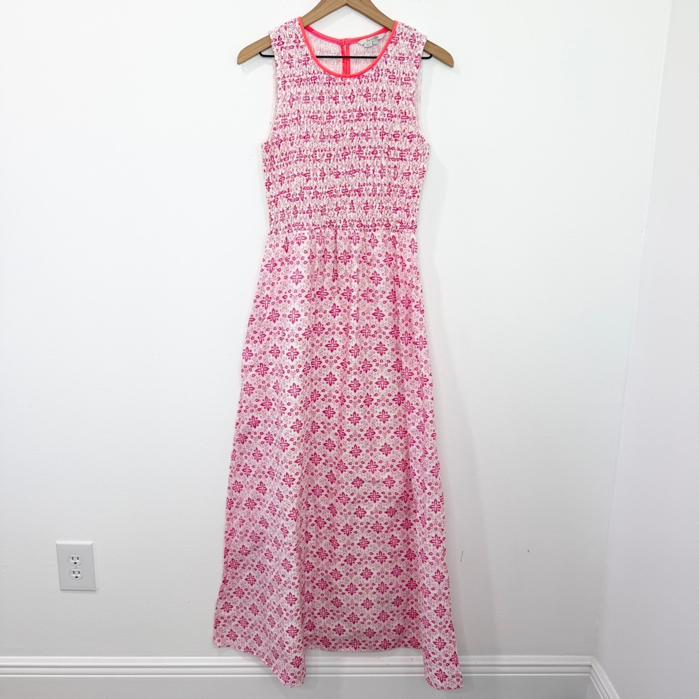 Boden Terese Maxi Dress Smocked Sleeveless Pink White Floral Size 6 - Picture 2 of 8
